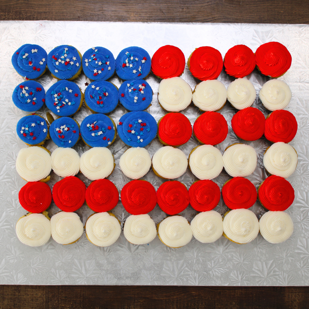 Red White and Blue Cupcake Cake
