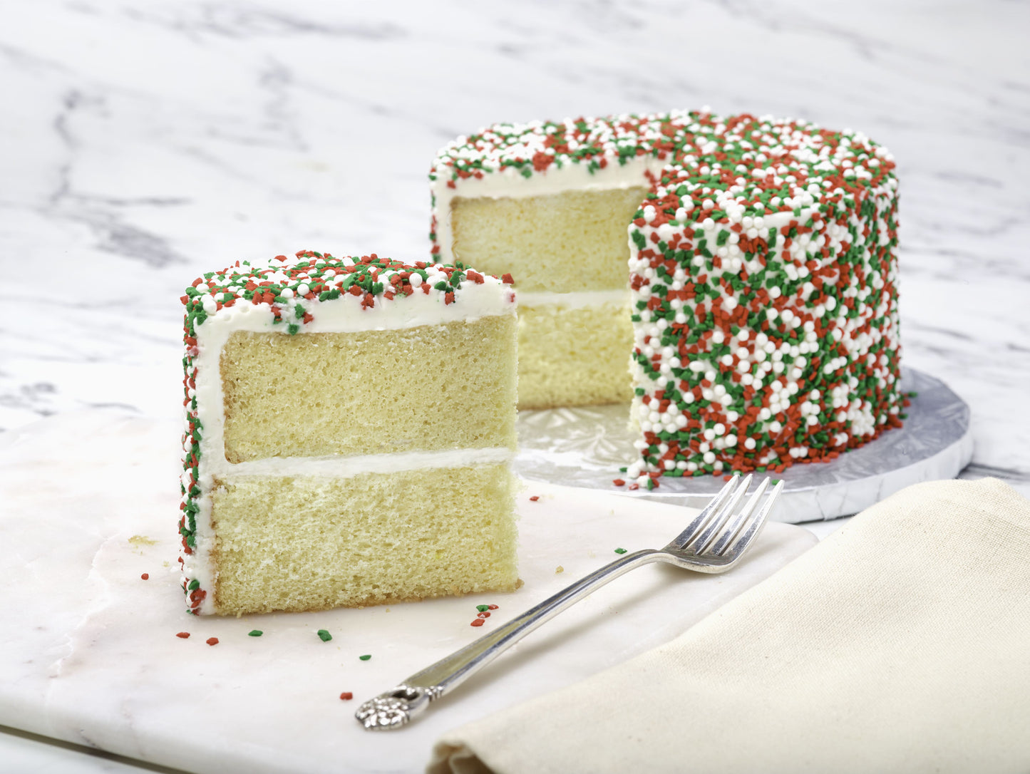 Christmas sprinkle cake