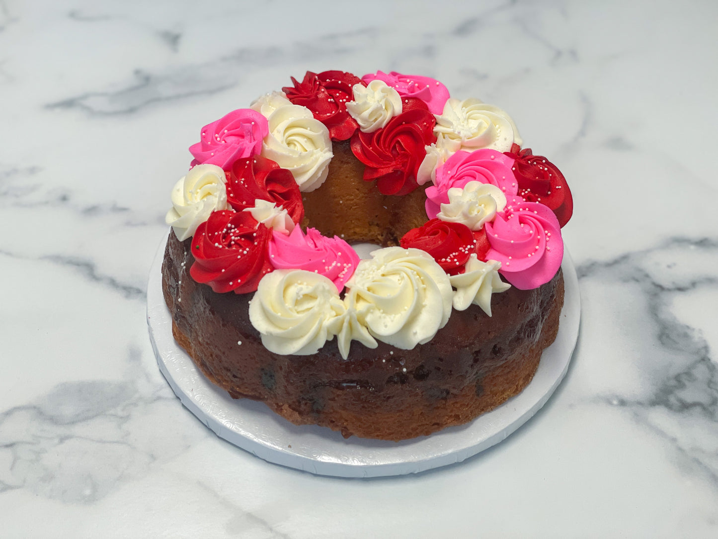 Floral Coffee Cake Valentine's bundt cake