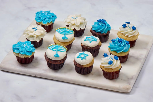 Hanukkah 12 Mini or Regular Size Cupcakes Box