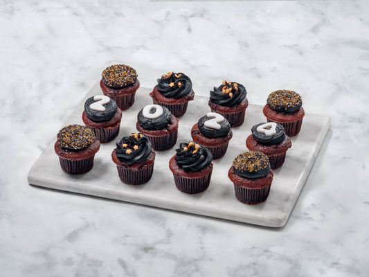 New Years 12 mini or regular size cupcakes box