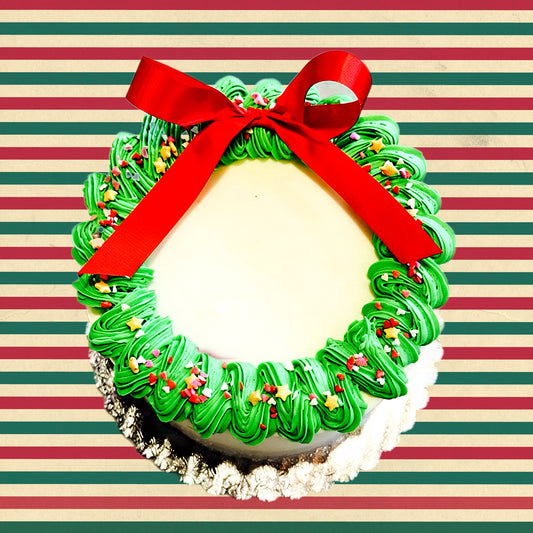 Merry Christmas Wreath & Bow cake