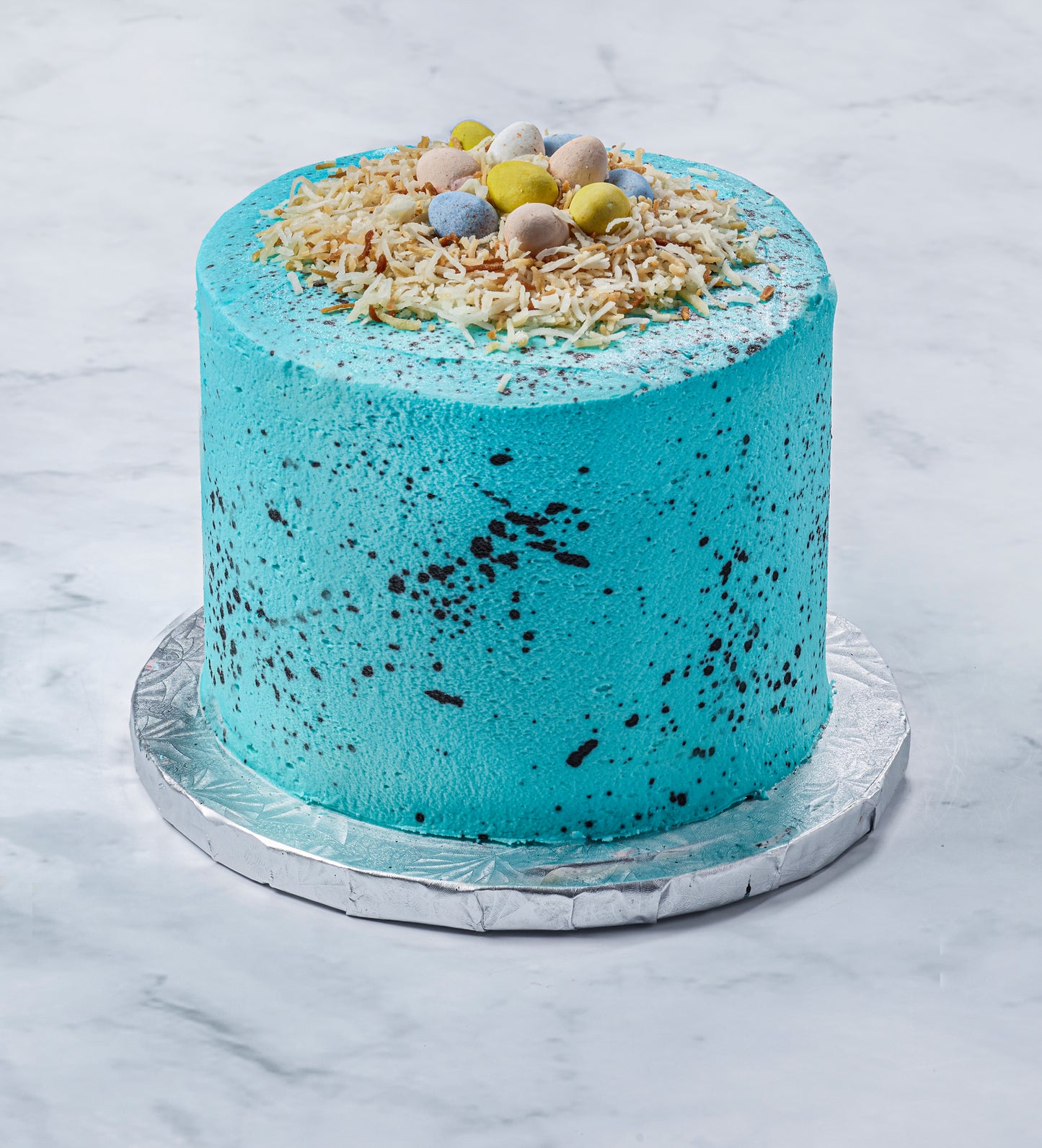 Robin's egg blue speckled cake