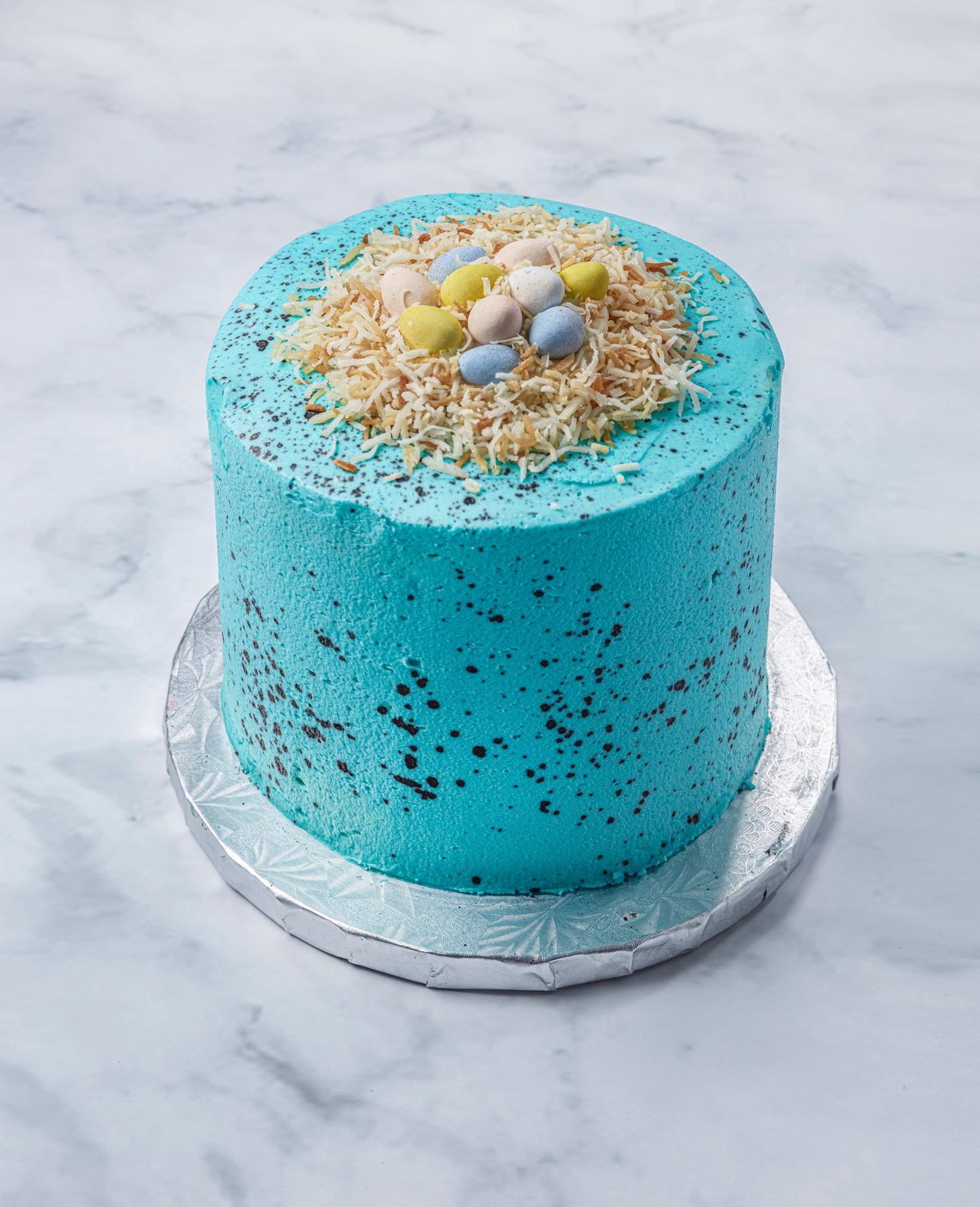 Robin's egg blue speckled cake