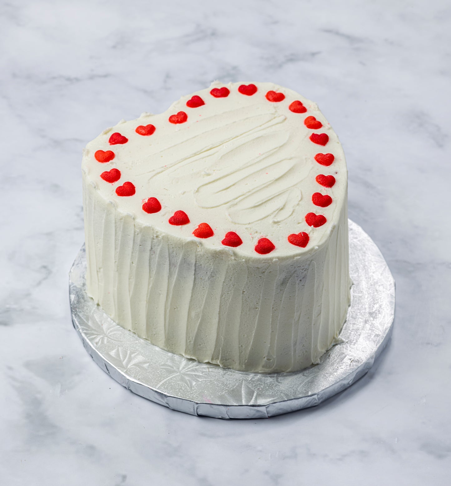 Red velvet & cream cheese frosting heart Valentine's cake