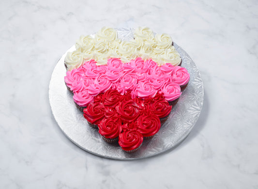 Tricolored Cupcake Heart Cake