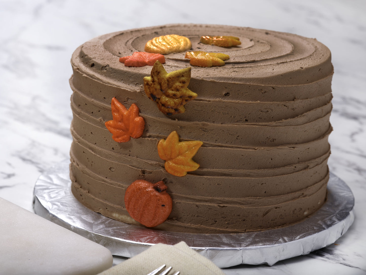 Fall Leaves Cake with Chocolate Frosting